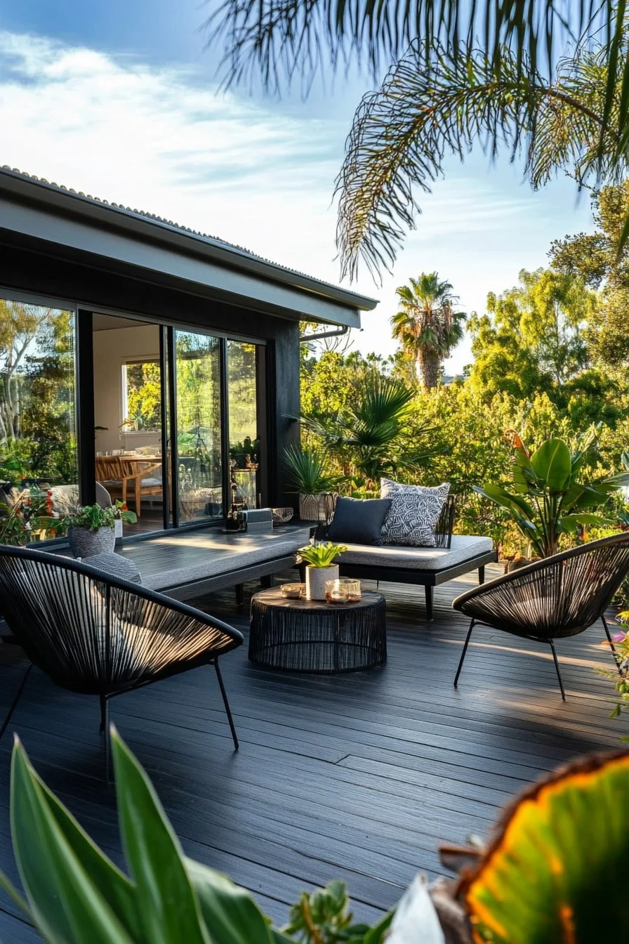 Mid-Century Modern Deck with Black Accents