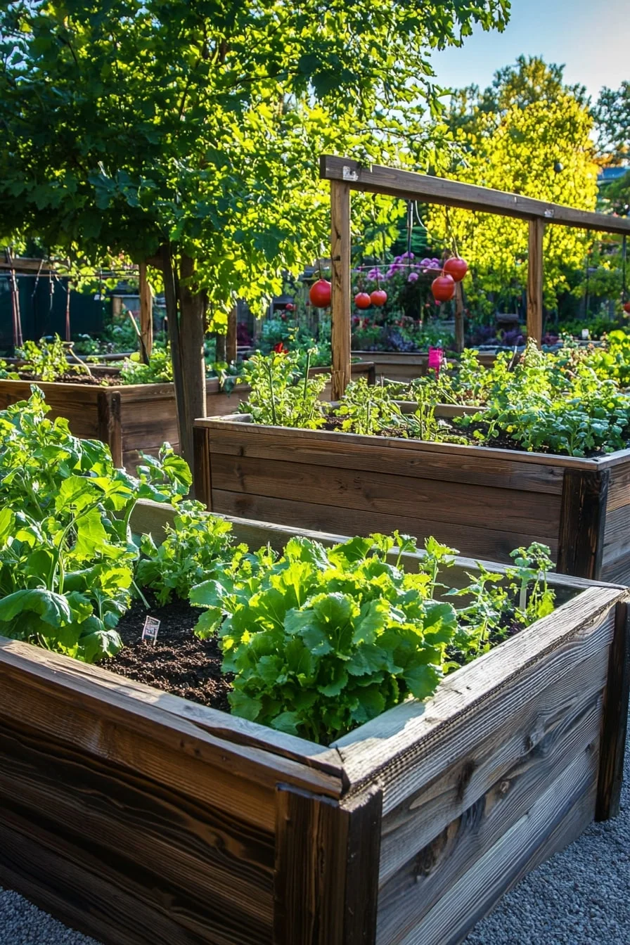 6. Mini Raised Beds Framed with Timber