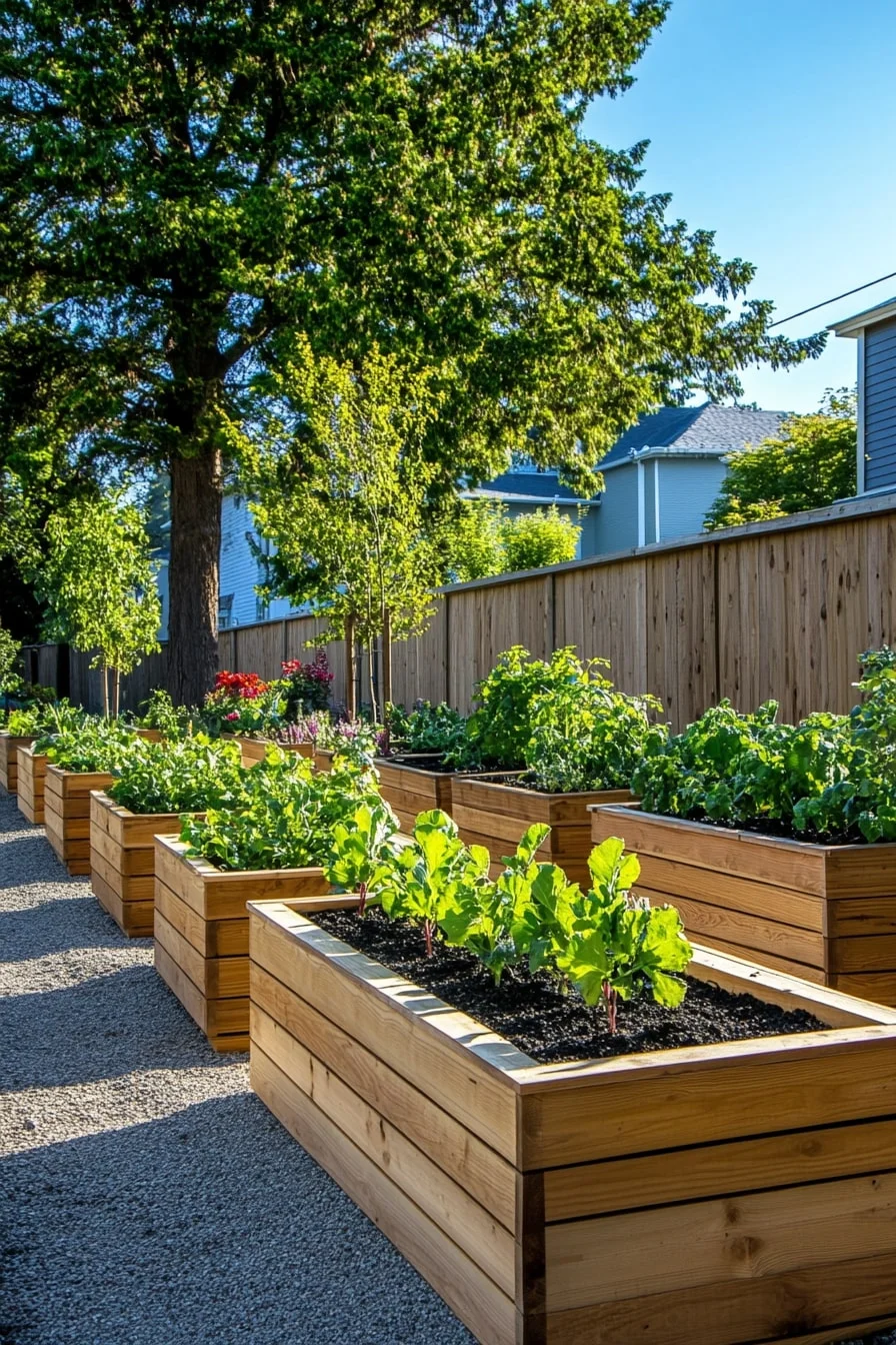 25. Modular Raised Bed System Along Long Fence Line