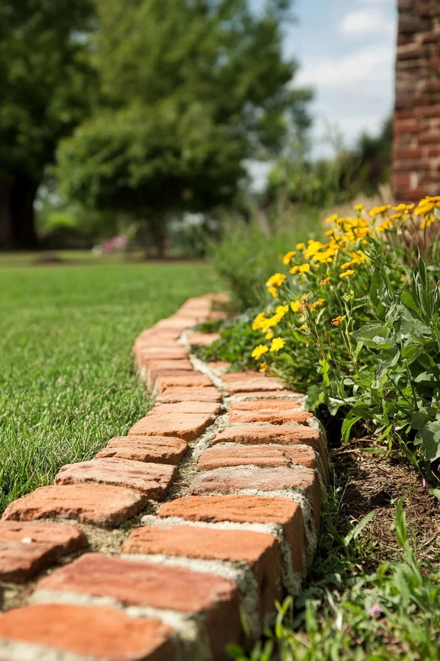 11. Mortared Brick Border for Long-Lasting Finish