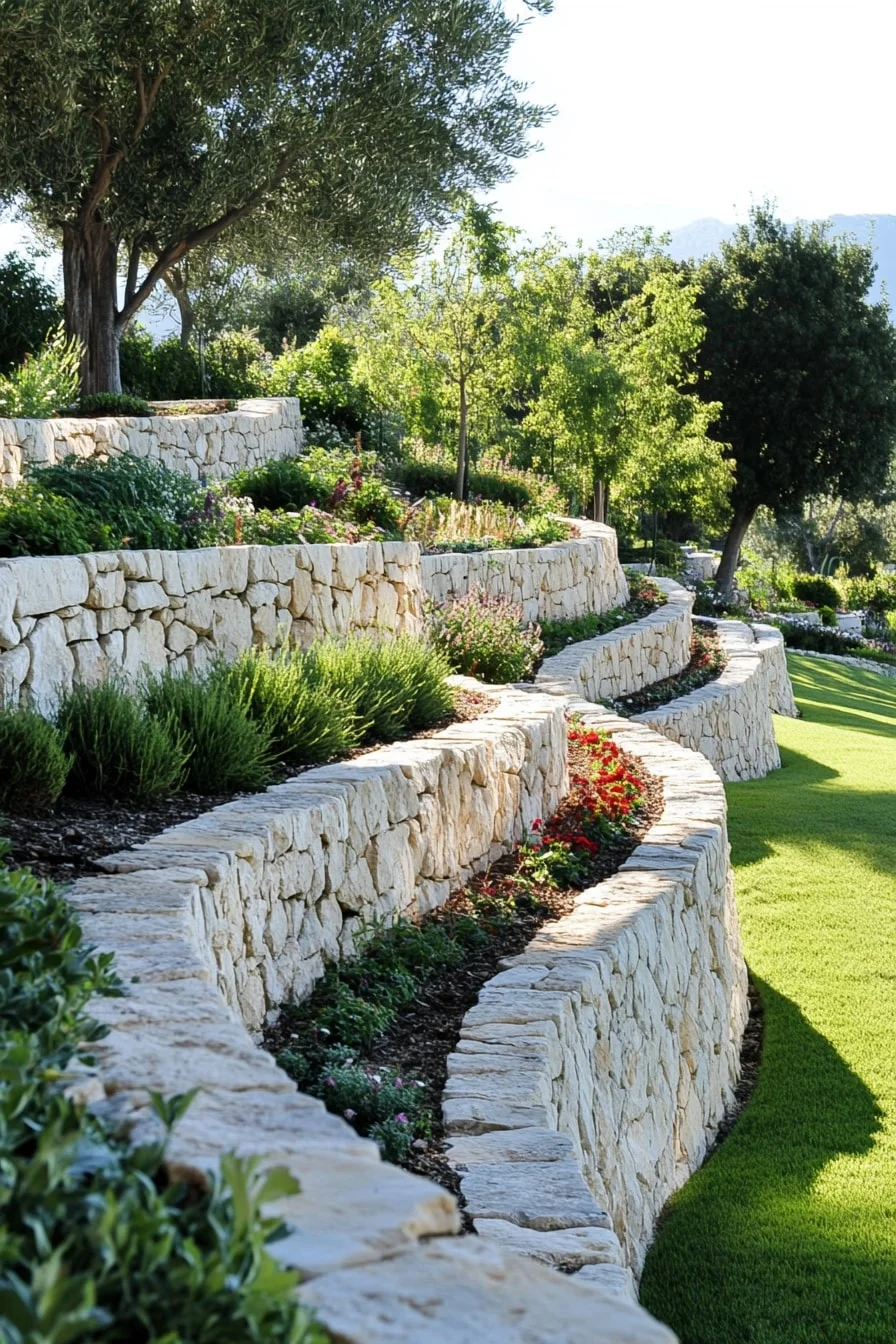 6. Mortared Stone Garden Walls