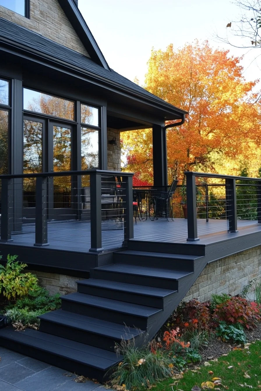 Multi-Level Black Deck with Stairs