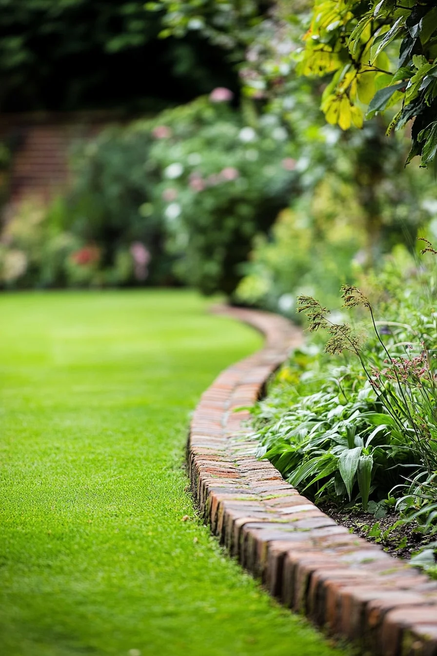 26. Narrow Brick Edge on Raised Lawn