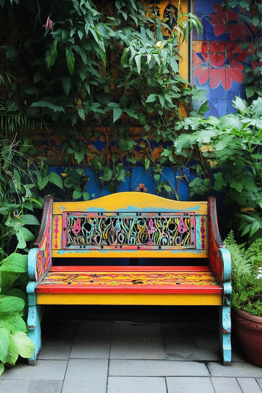 Painted Bench in Bold Color