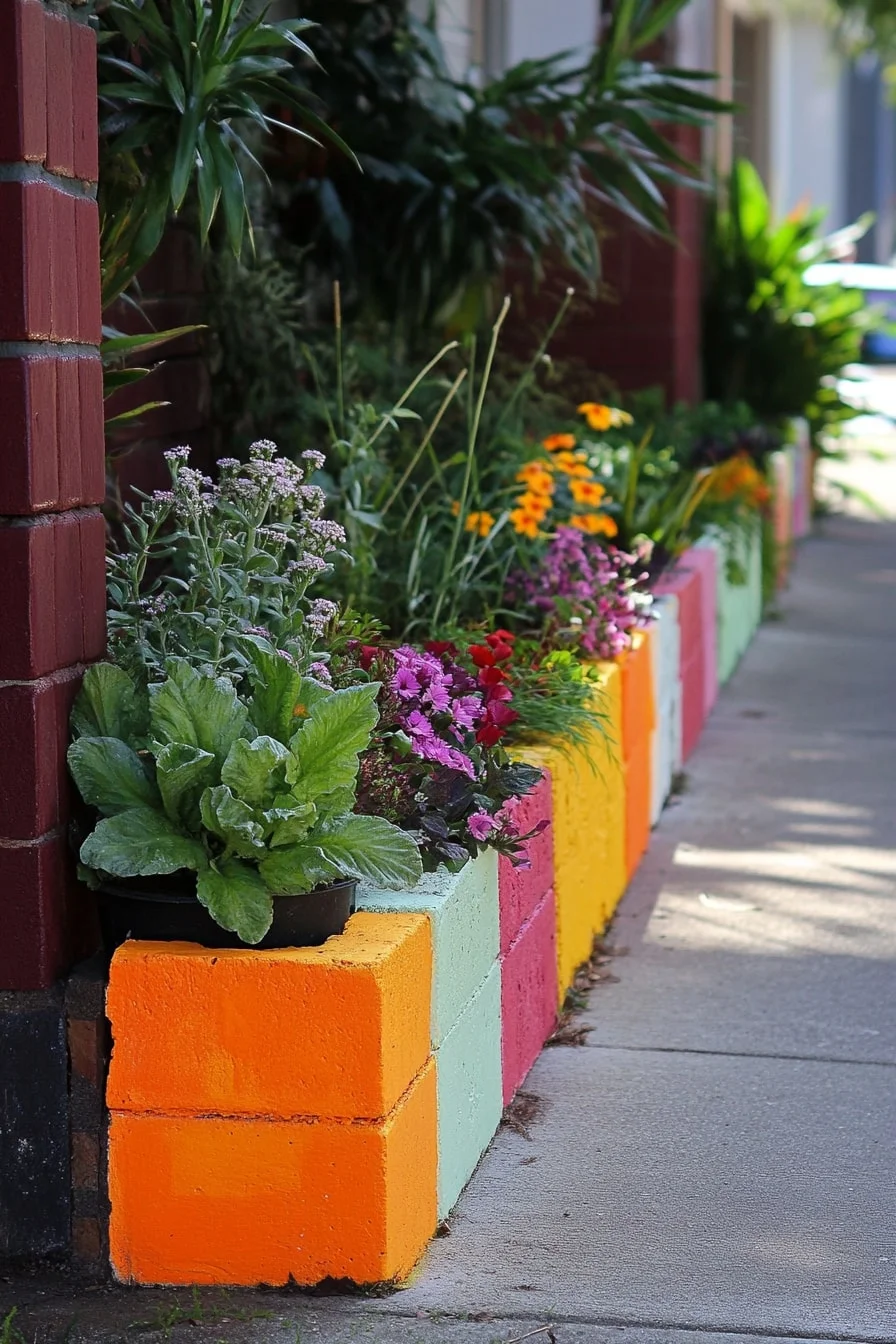 23. Painted Timber Sticks in Row