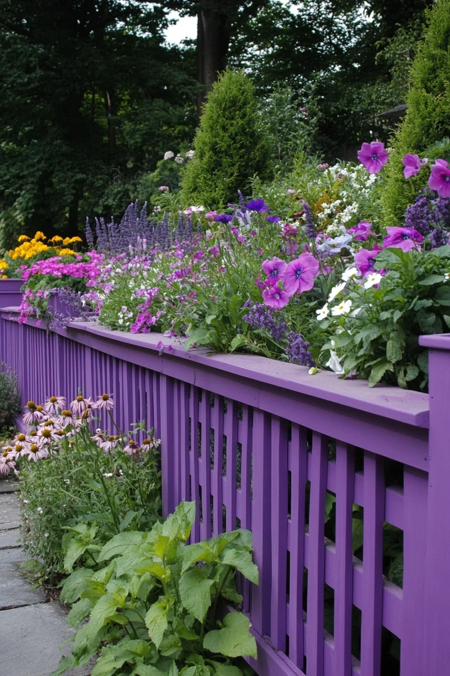 7. Painted Raised Bed with Matching Fence Accent