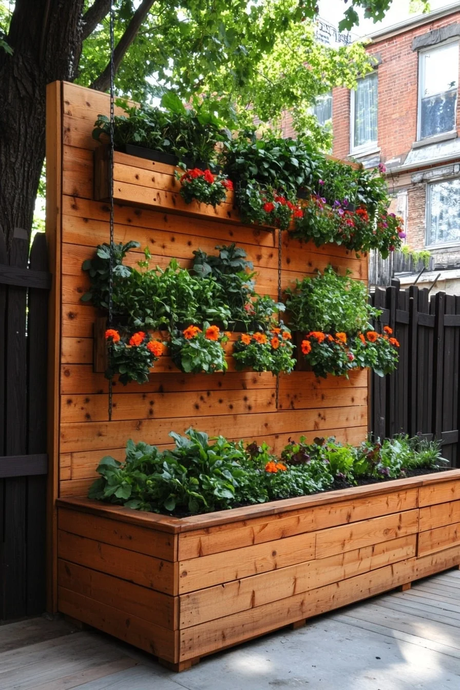 21. Planter Boxes Attached to Fence with Base Bed Below