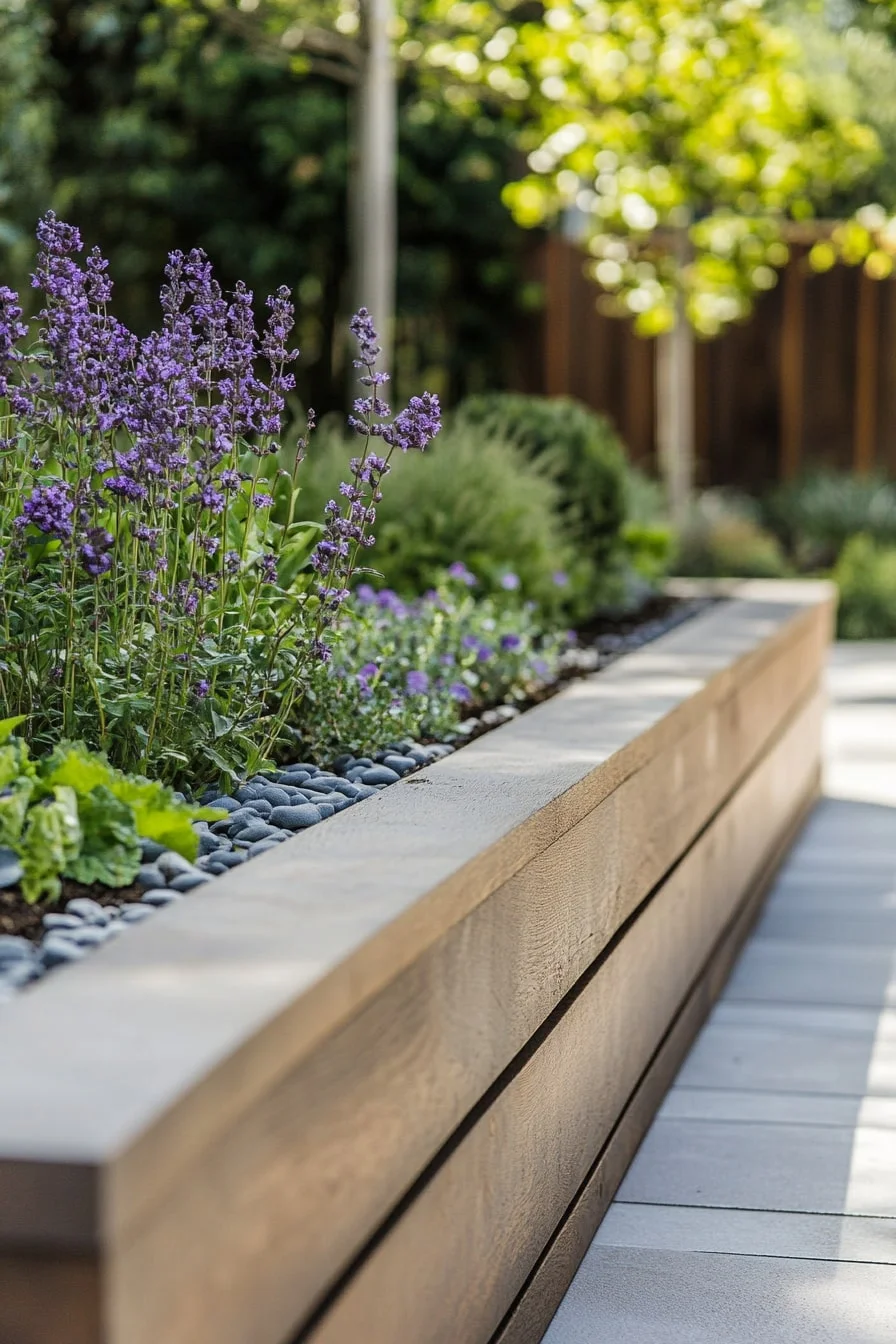 32. Raised Planter Box Beds With Drainage Gap at Fence