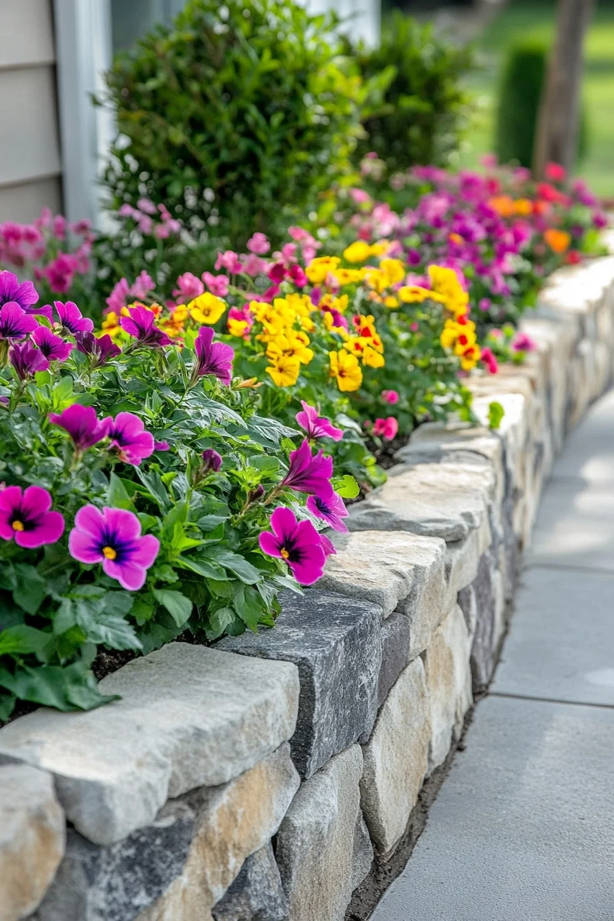 16. Raised Stone Flower Bed Wall