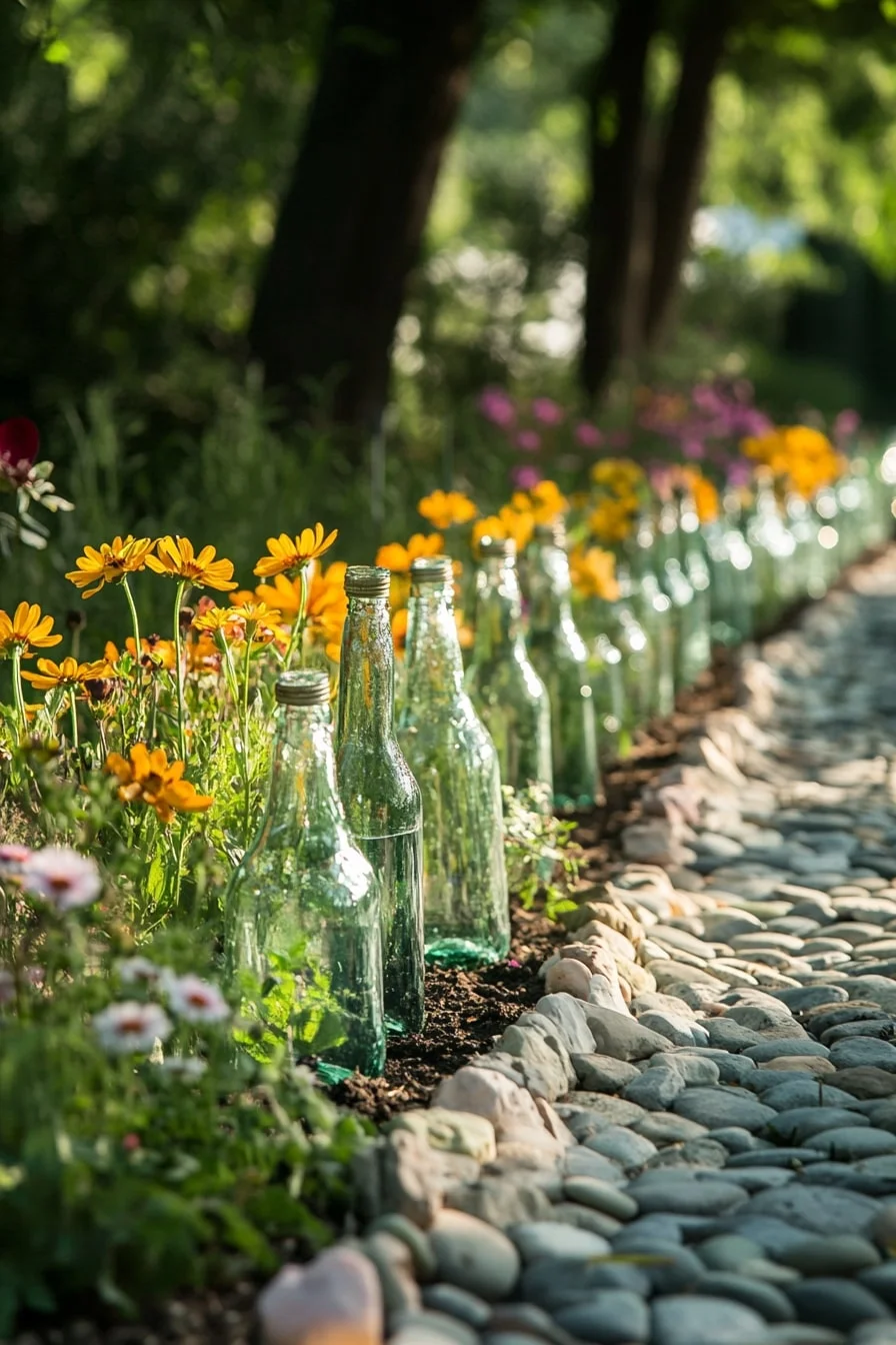 9. Recycled Glass Bottle Edging