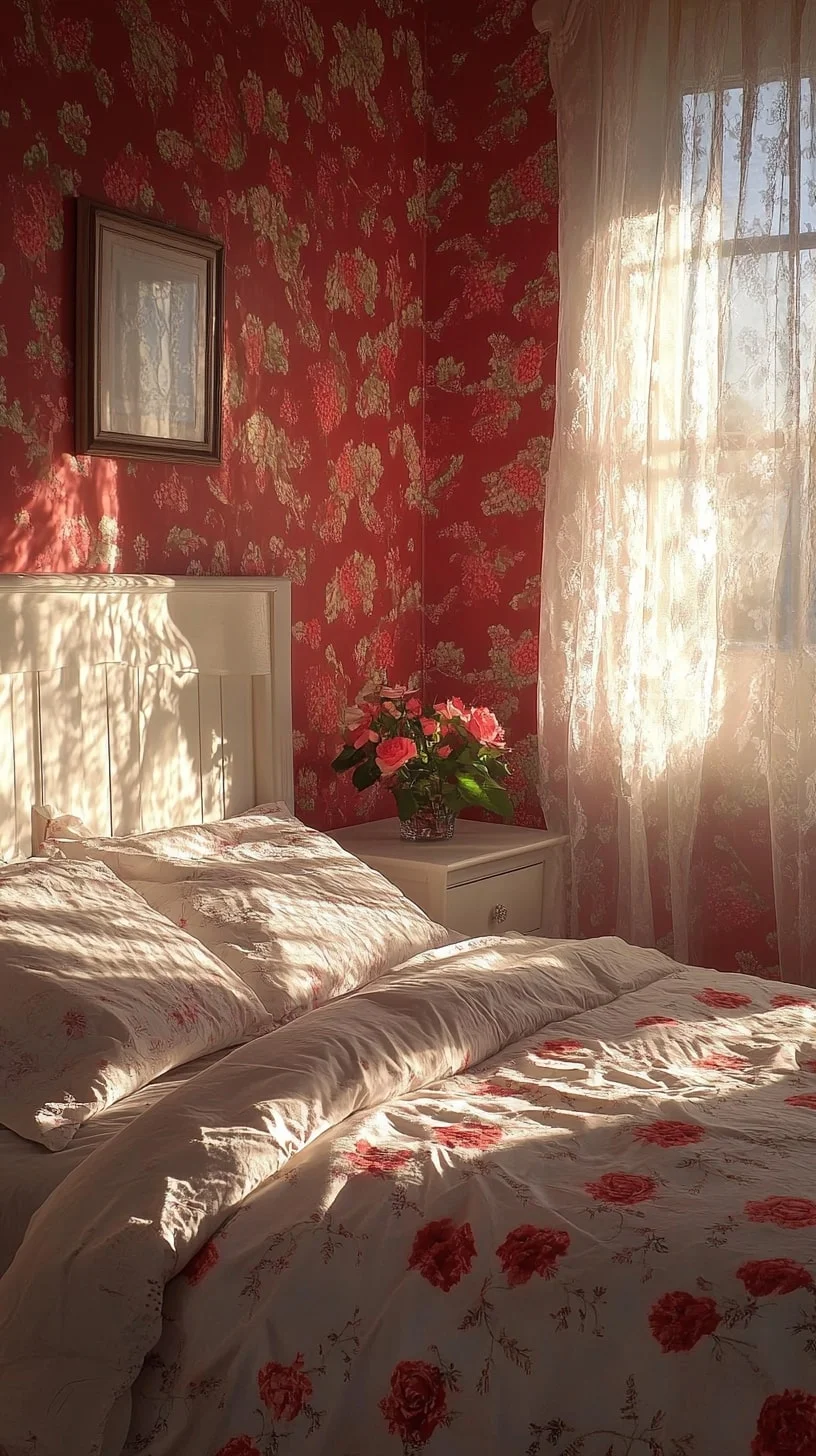 Red Floral Bedroom Inspiration