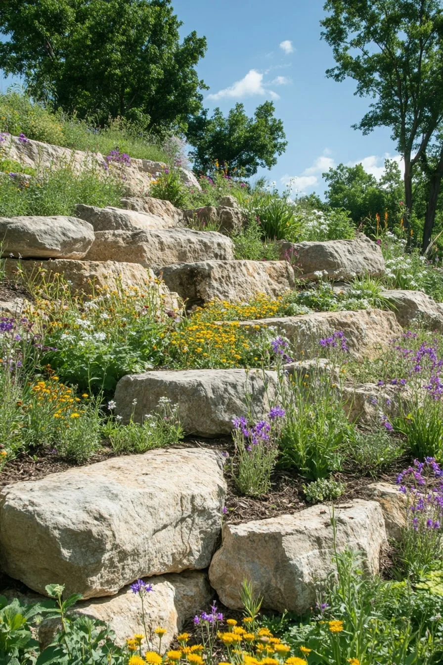 13. Retaining Berm with Exposed Boulder Layers