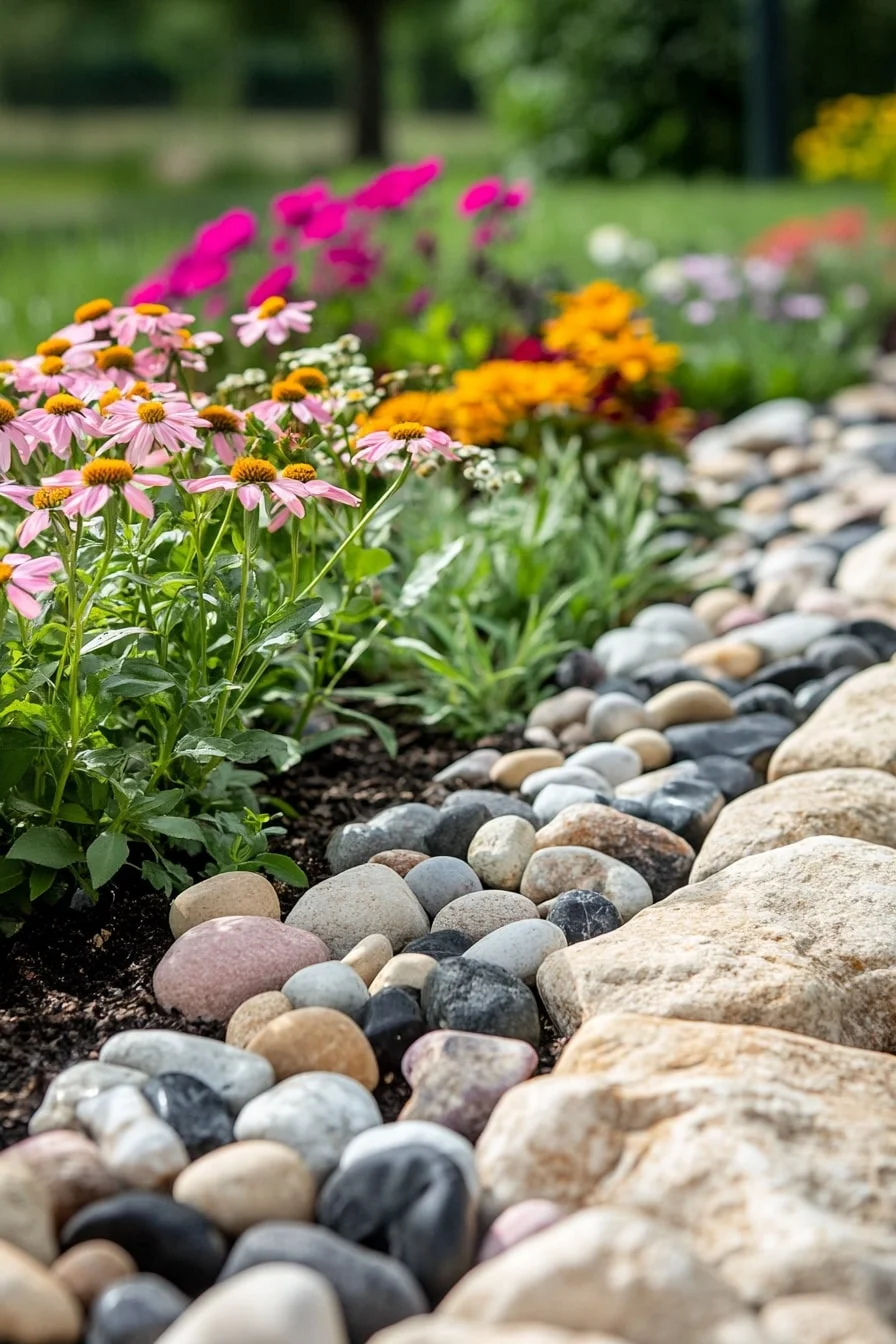 3. River Rock Garden Bed Edge