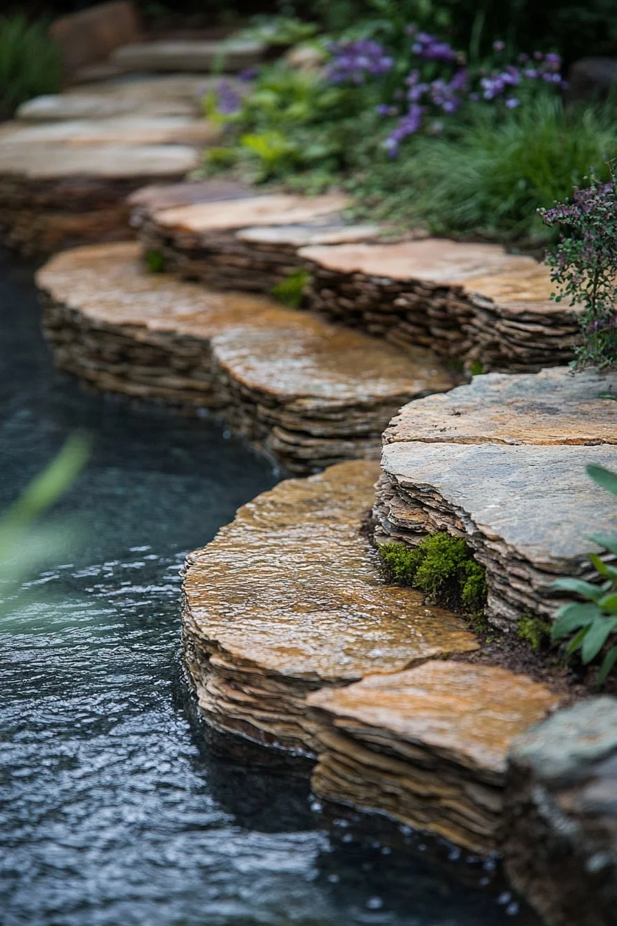 17. Rock Edge Along a Stone Walkway