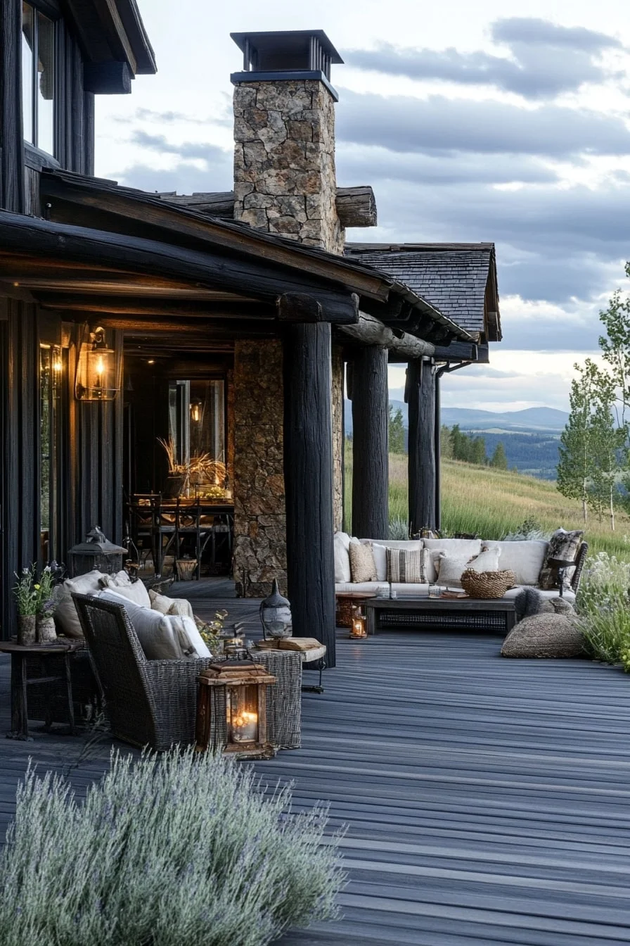 Rustic Black Deck with Aged Wood Accents