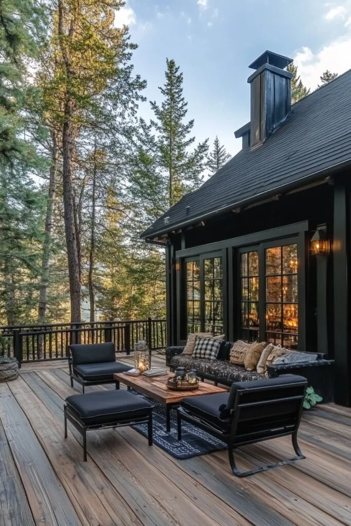 Rustic Cabin Deck Painted Black