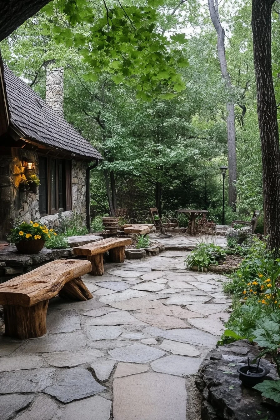 Rustic Log Bench