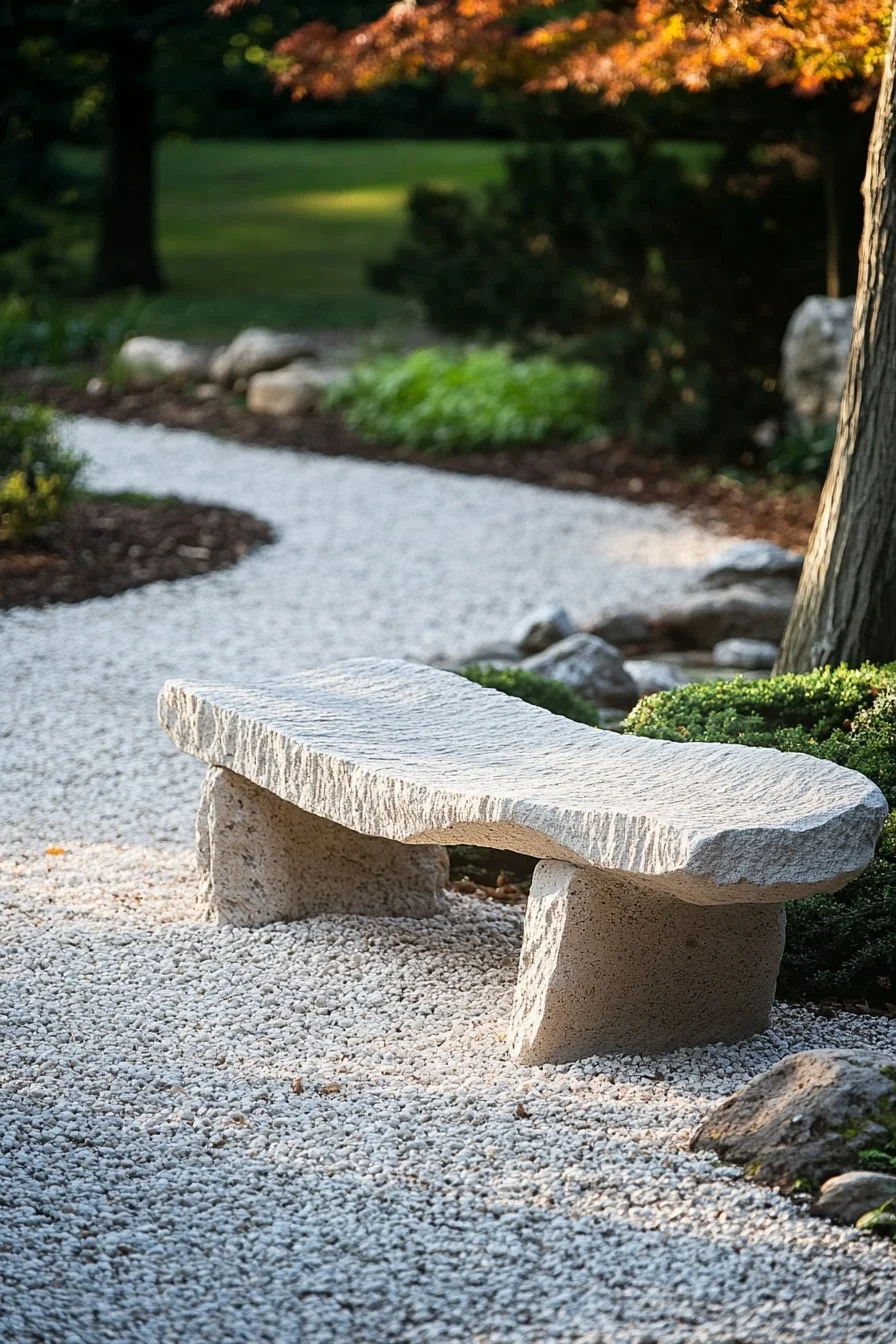 Sculpted Stone Bench
