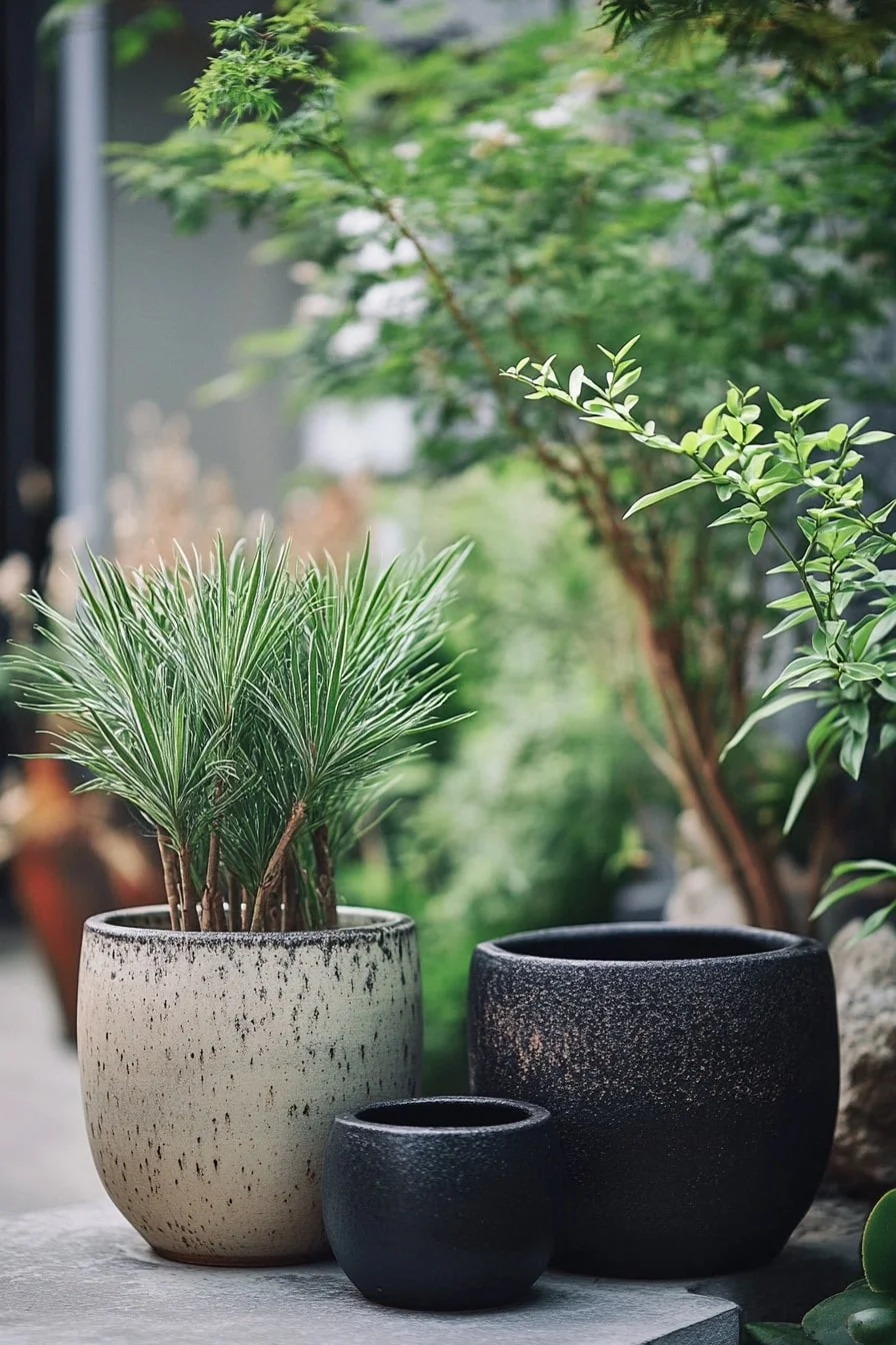 Simple Ceramic Pots with Monochrome Palettes