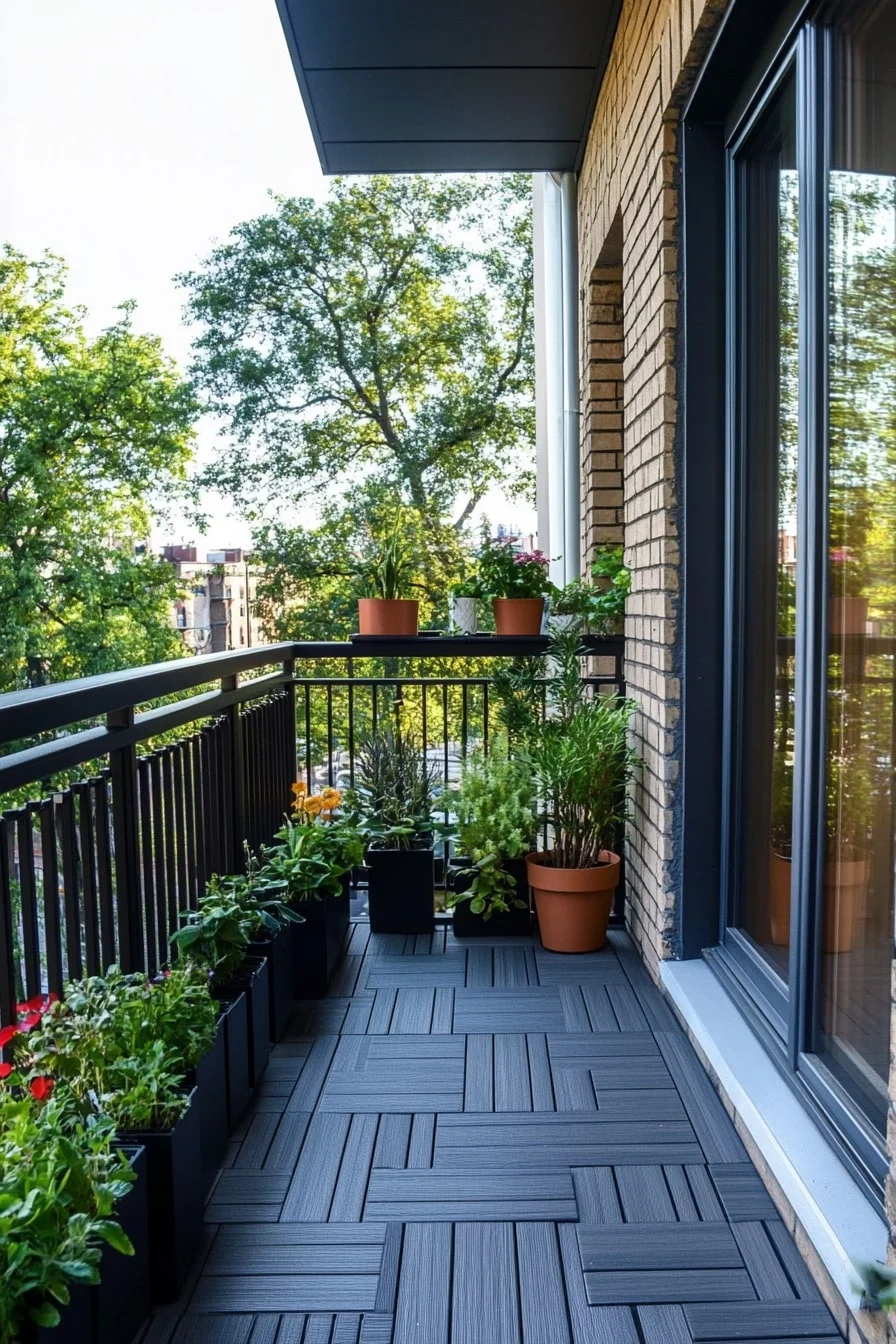 Black Deck with Built-In Benches