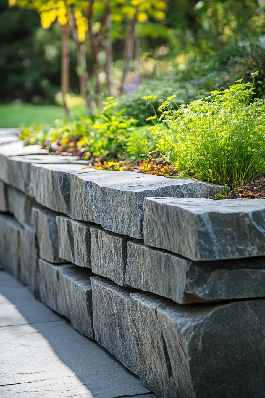 14. Split-Faced Stone Planter Walls