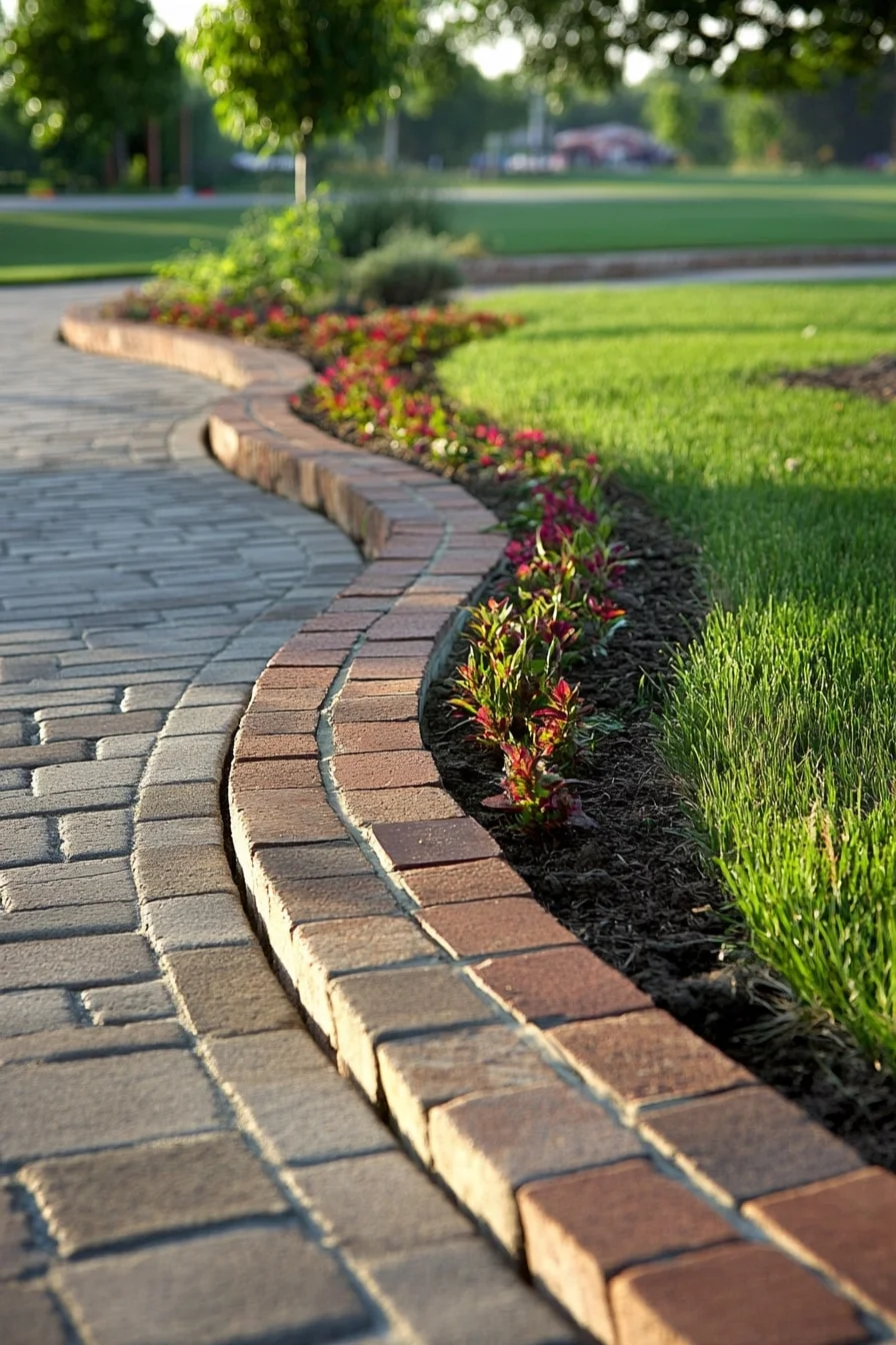 14. Staggered Brick Lawn Edge