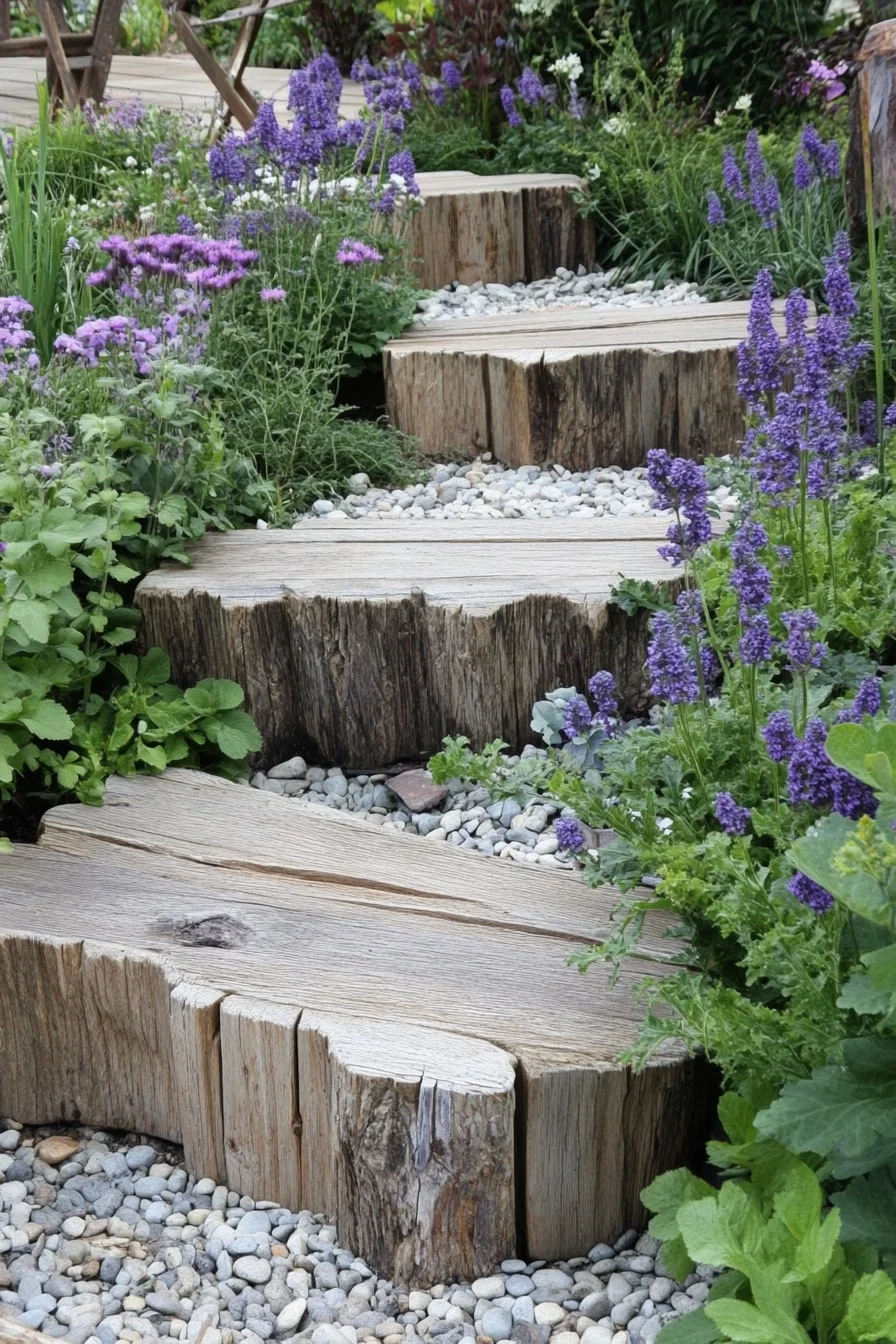 34. Staggered Wooden Sleeper Pieces
