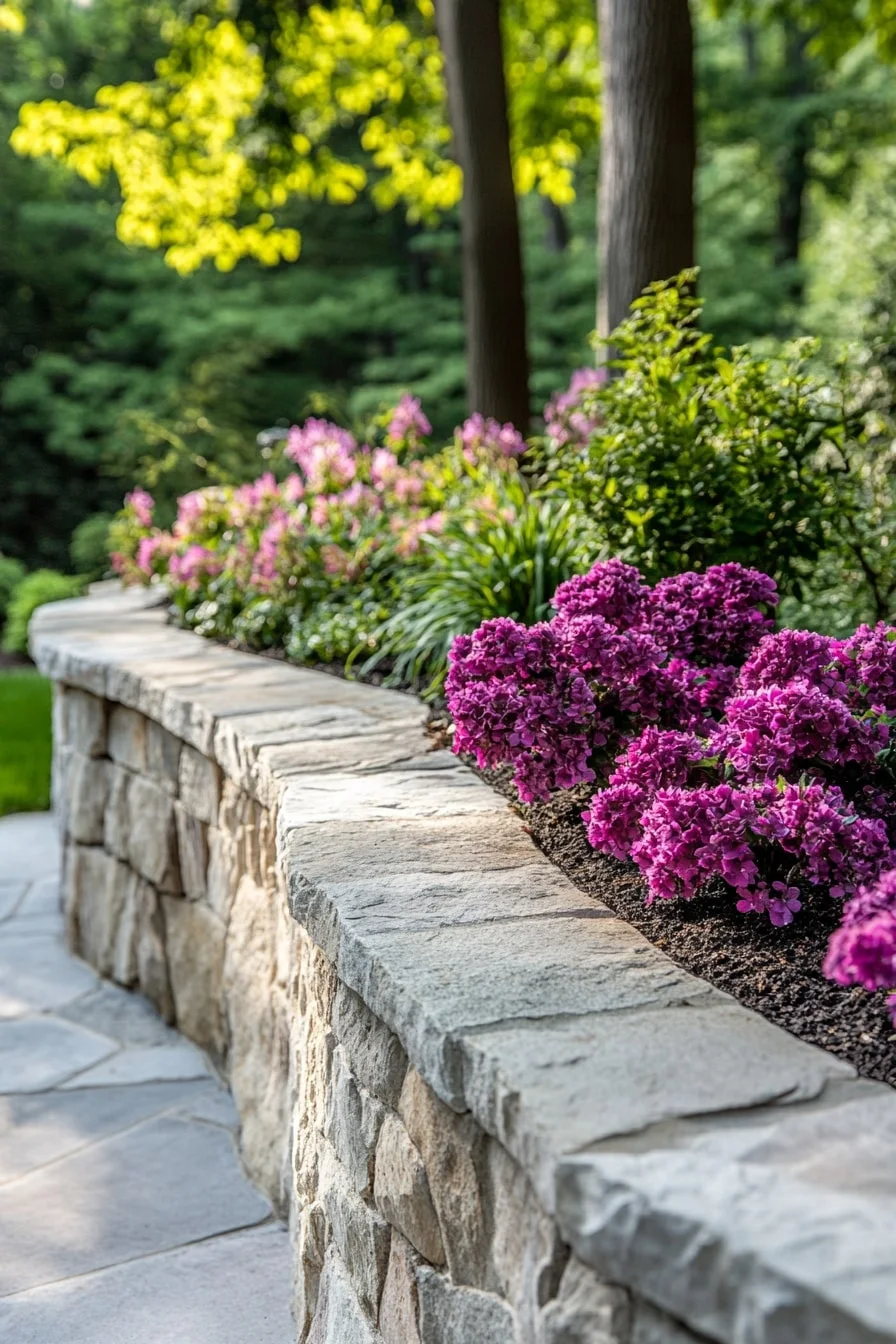 22. Stone Beds Built into Patio Edges