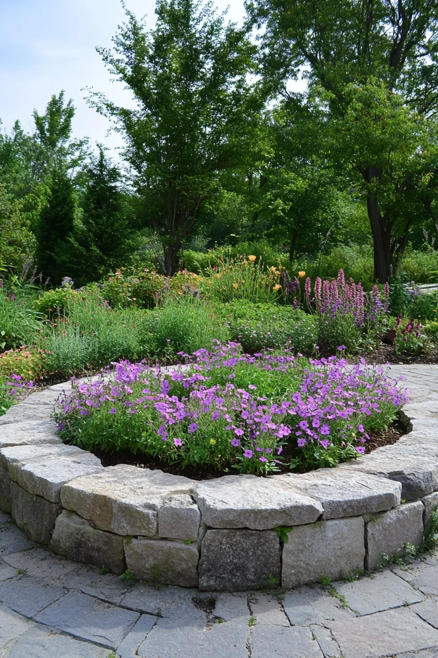 10. Stone Circle Flower Bed