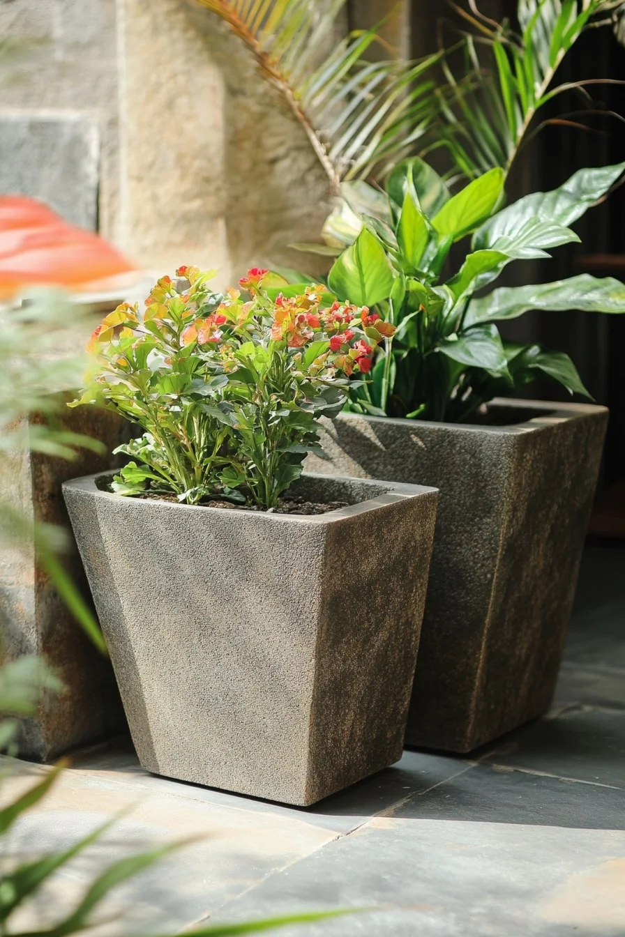 18. Stone-Look Resin Planters for Durability