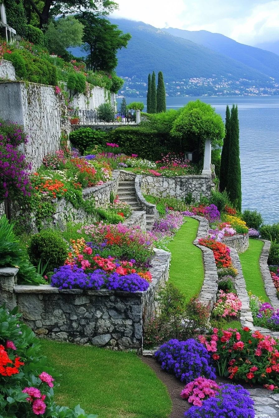 13. Stone Terraced Flower Beds