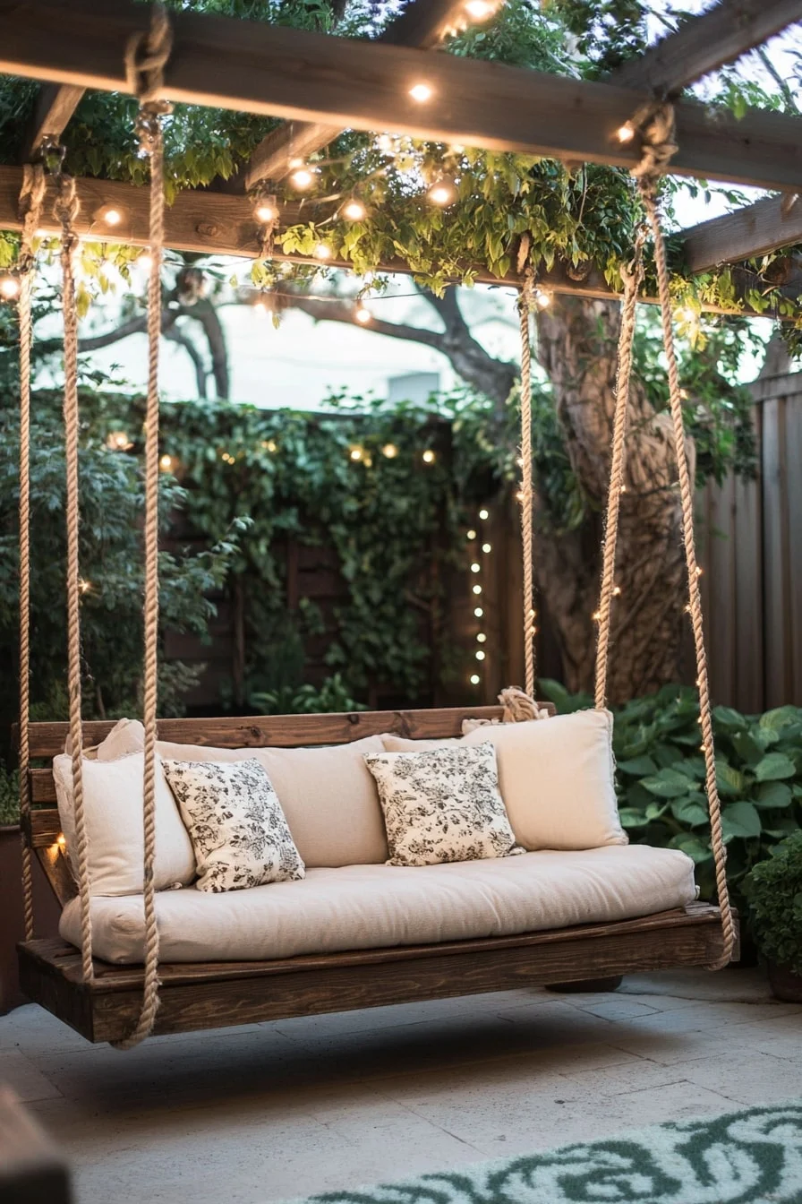 Swing Bench with Cushions