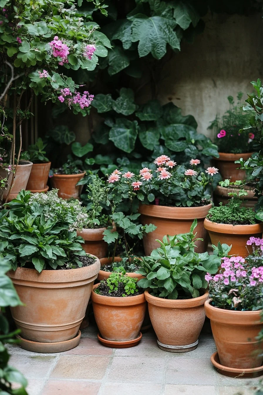 Terracotta Pots in Clusters