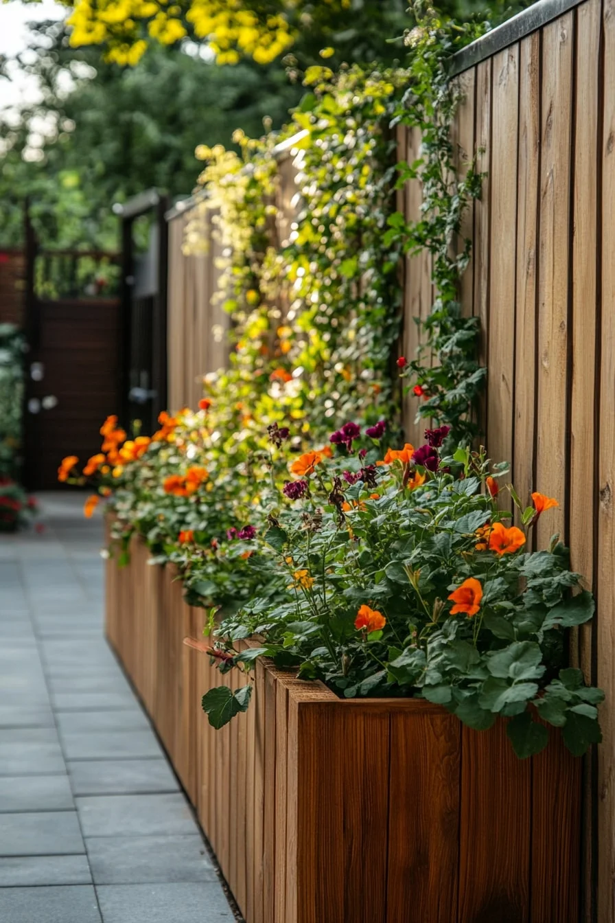 1. Timber-Framed Raised Bed with Trellis