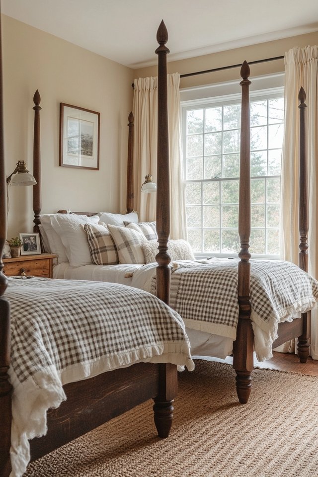 Timeless Twin Bedroom Featuring Four-Poster Beds