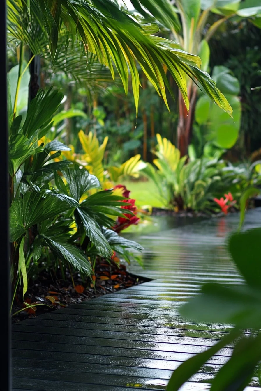 Tropical Plants on a Matte Black Deck