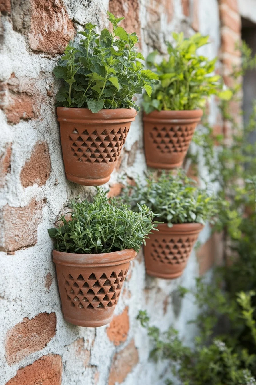 17. Wall-Mounted Terracotta Pocket Planters