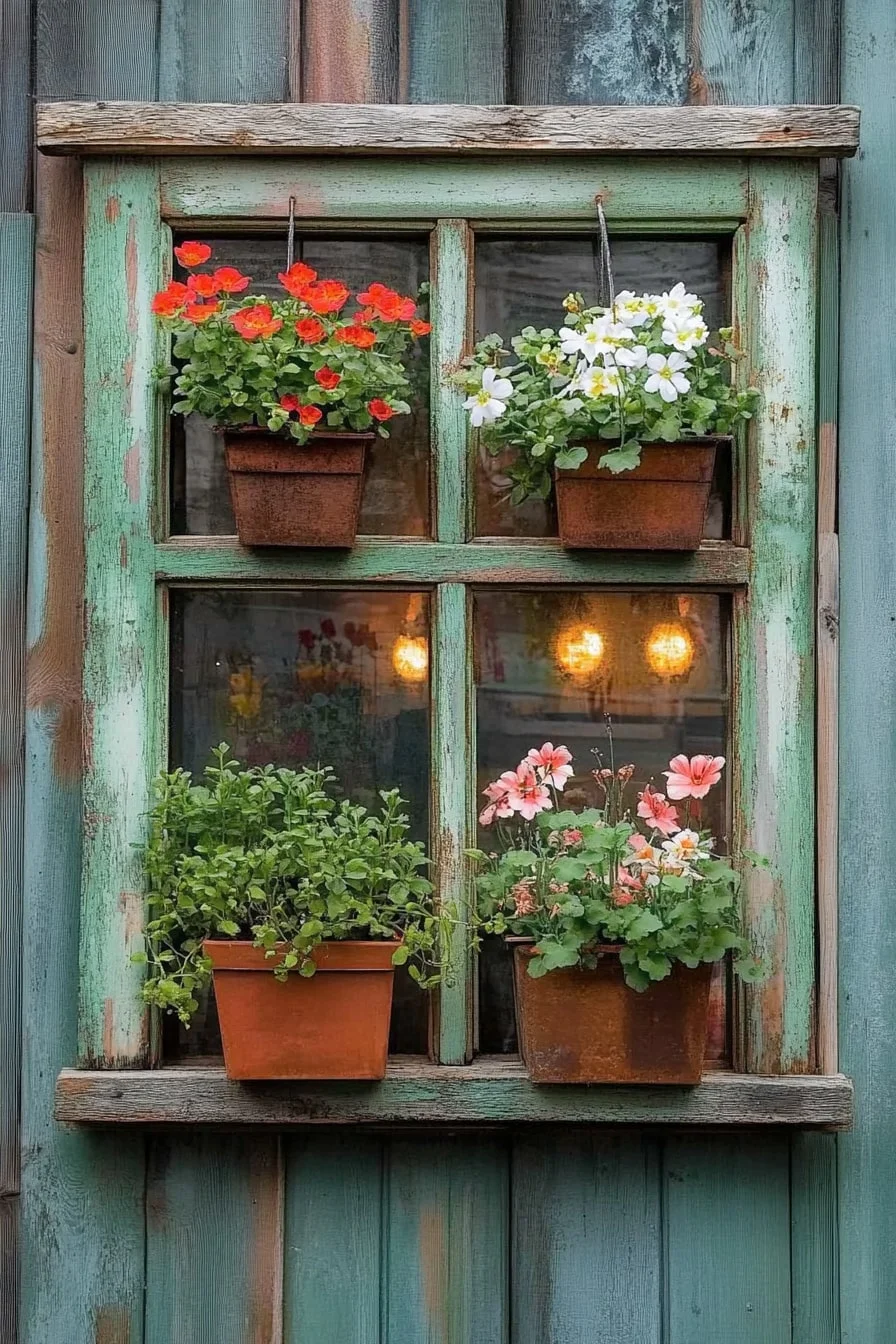 21. Window Frame with Built-in Planters