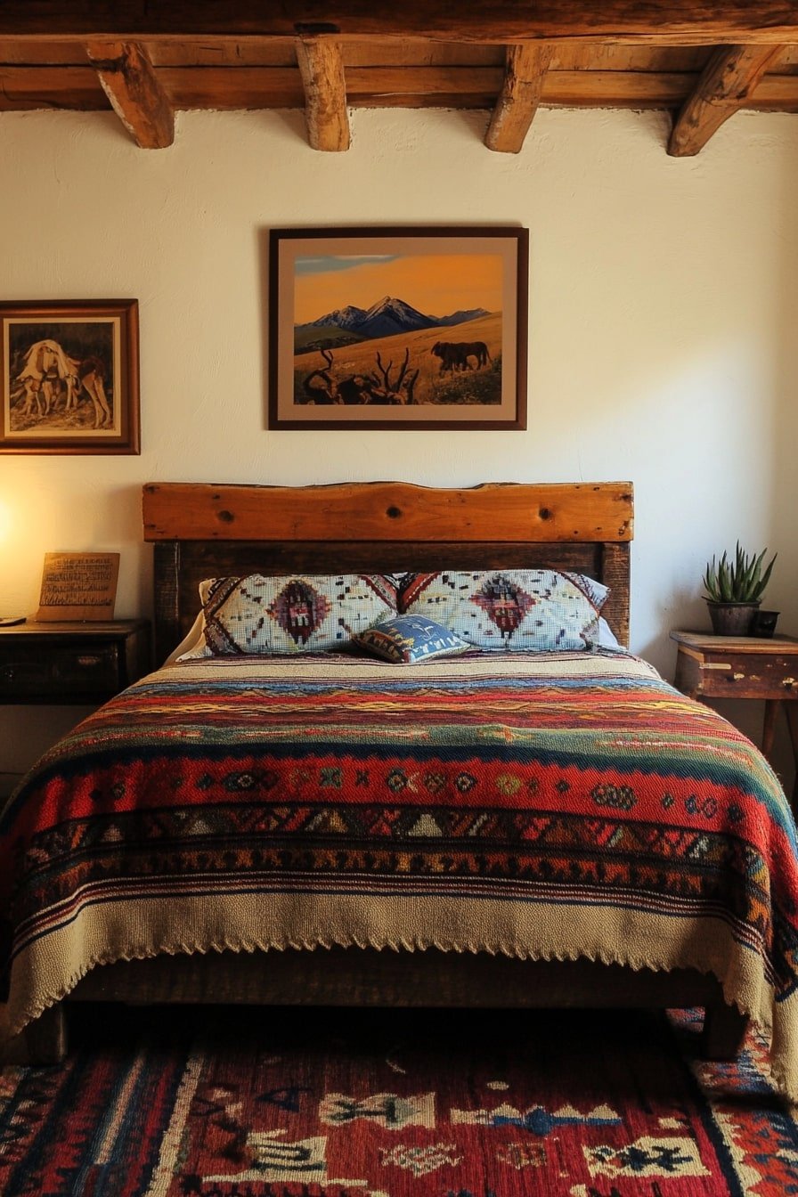 Southwestern Blanket Charm in a Rustic Retreat