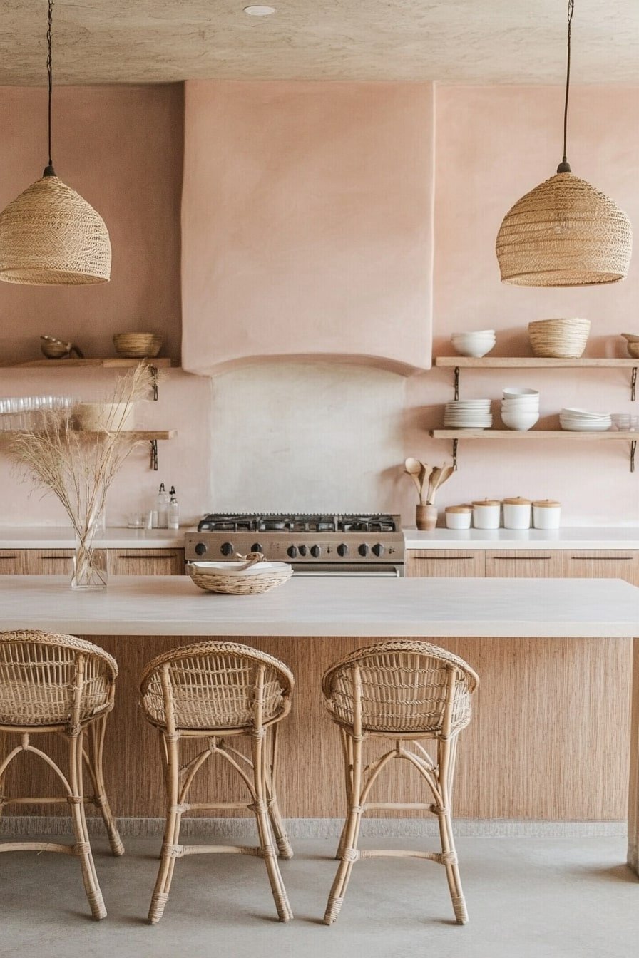 Blush Plaster With Natural Rattan Warmth