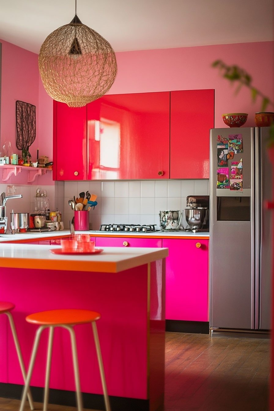 Bold Color-Blocked Pink With Retro Energy