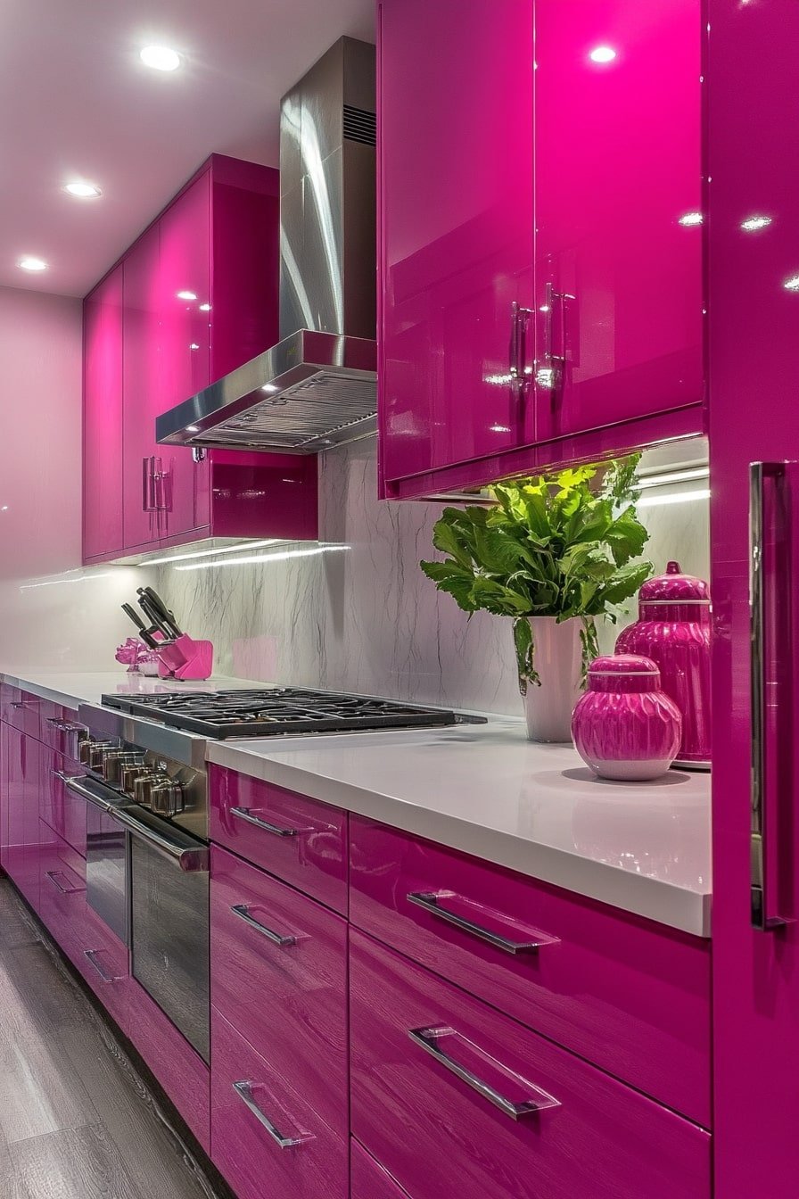 High-Gloss Fuchsia with Contemporary Retro Edge