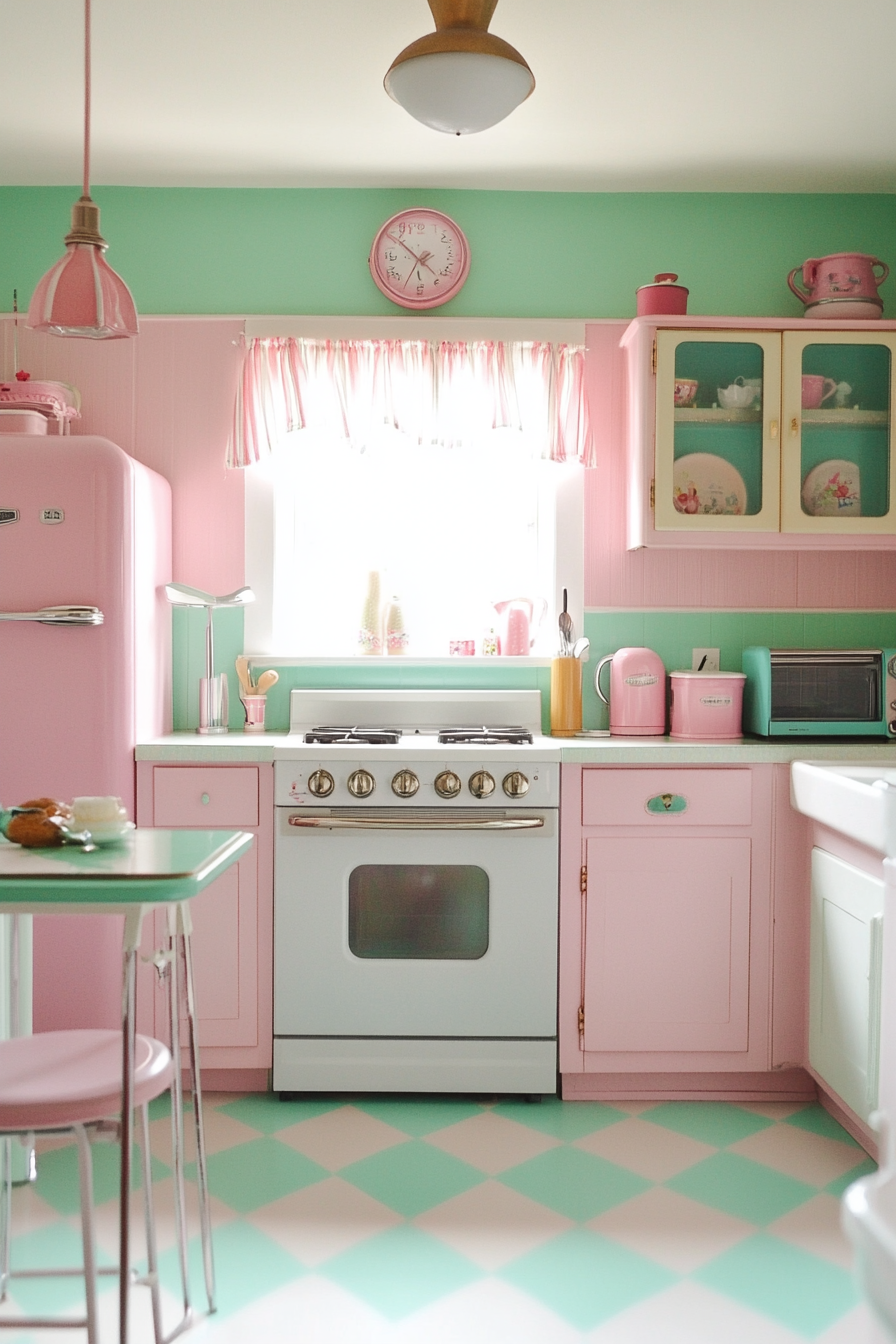 Retro Mint and Pink with Whimsical Charm