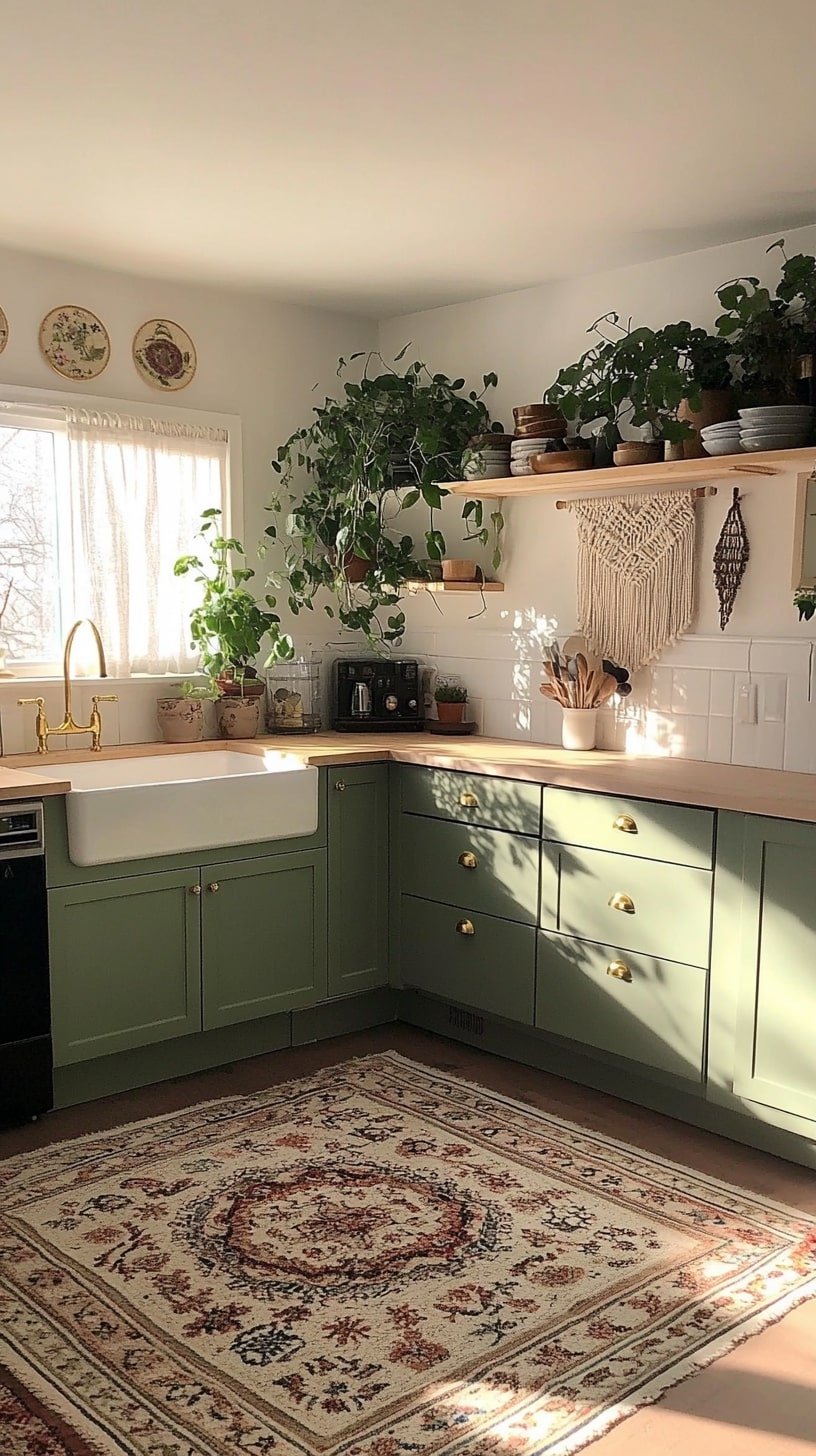 Sage Green Boho Kitchen