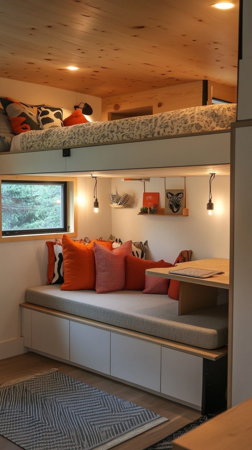 Smart Camper Loft With Cozy Convertible Lounge Zone
