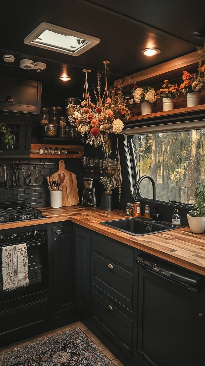 Moody Charcoal RV Kitchen