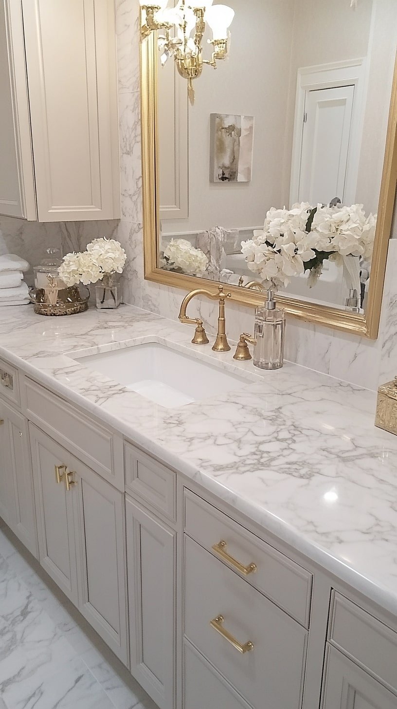 Glam Marble Boho Bathroom