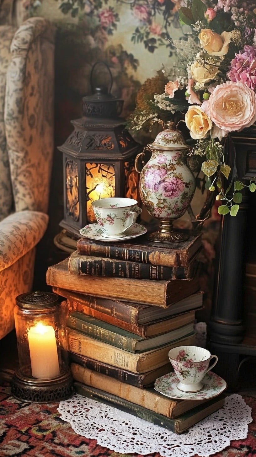 Vintage Book Stack Side Table