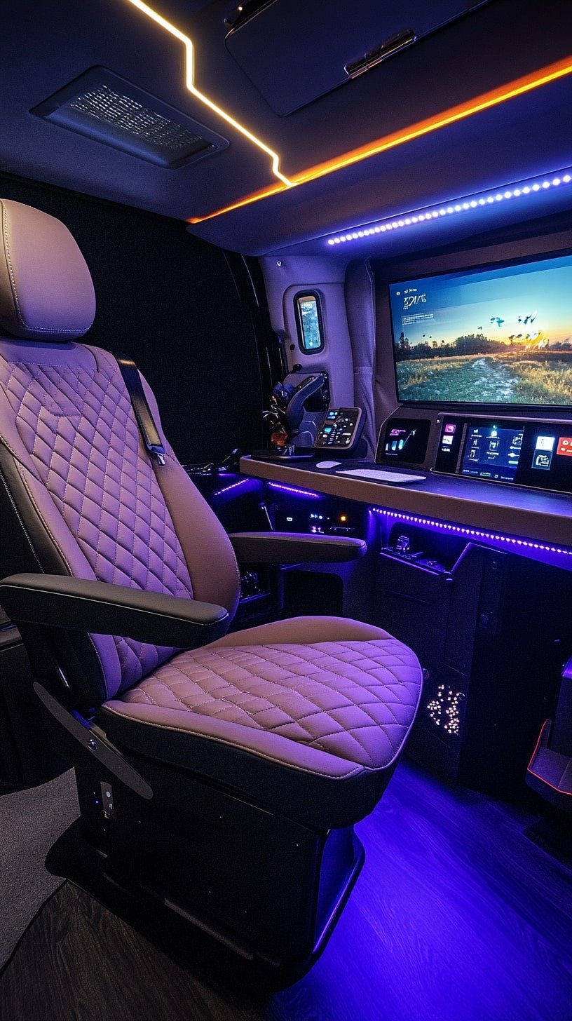 Luxury Tech Van Cockpit With Futuristic Ambience