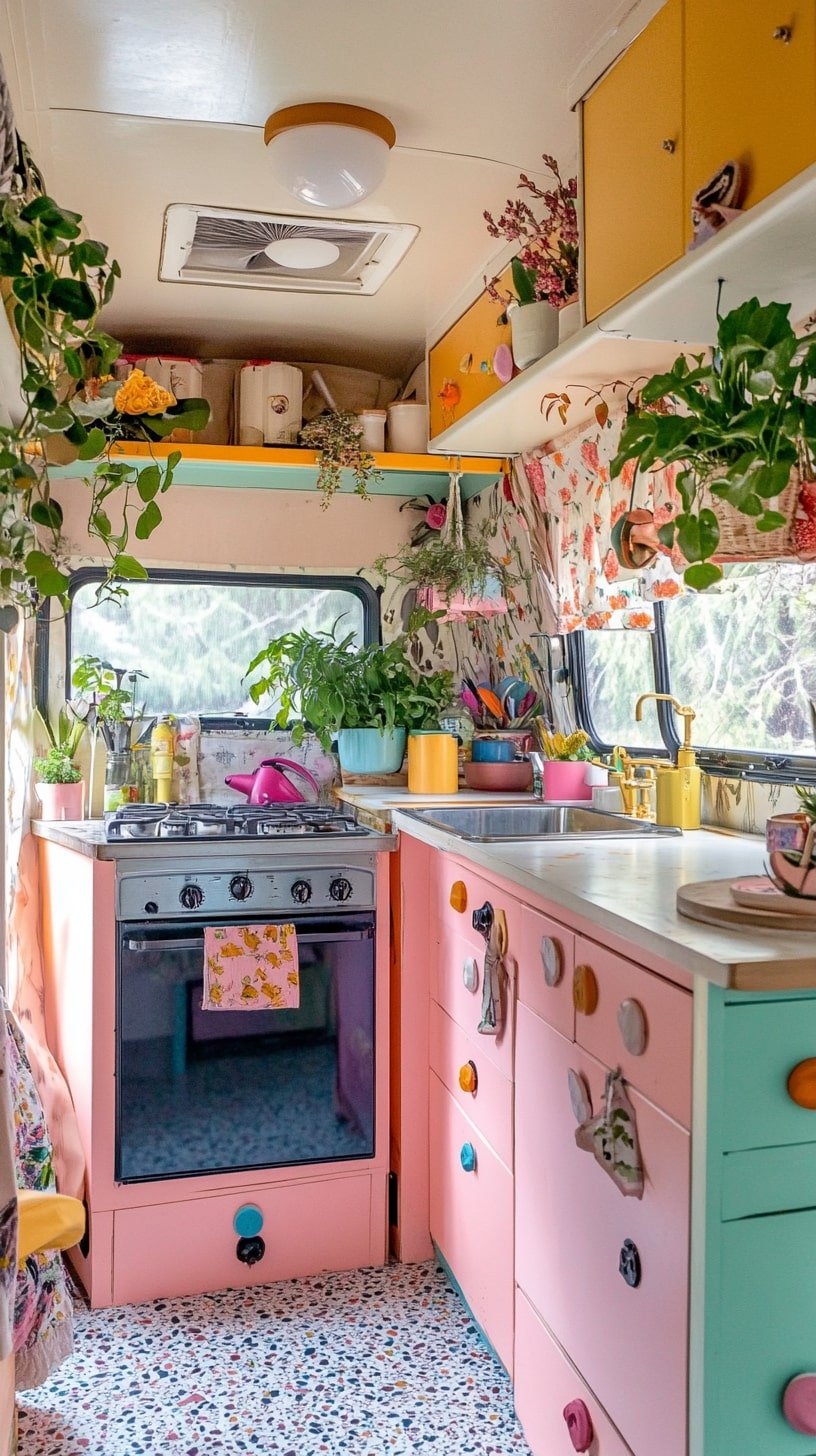 Colorful Retro RV Kitchen